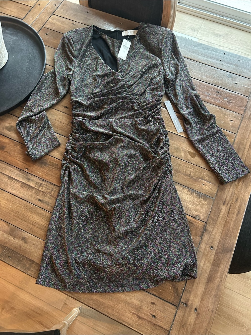 NWT Anthropologie ASTR the Label Ruched Sparkle Cut Out Mini Dress M